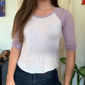 Light purple baseball tee Me to We